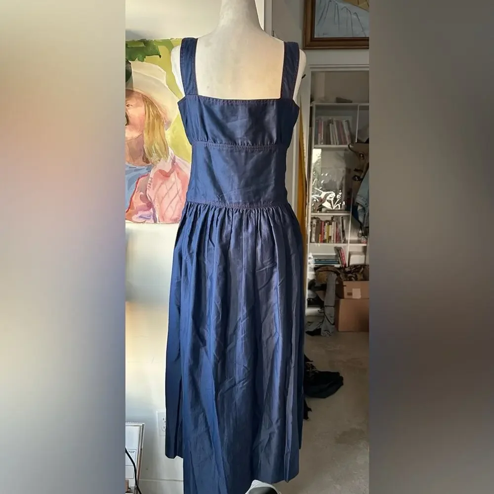 70s Givenchy Navy Dress with Red Lace-Up Corset Empire Bustier Accent - Picture 6 of 11